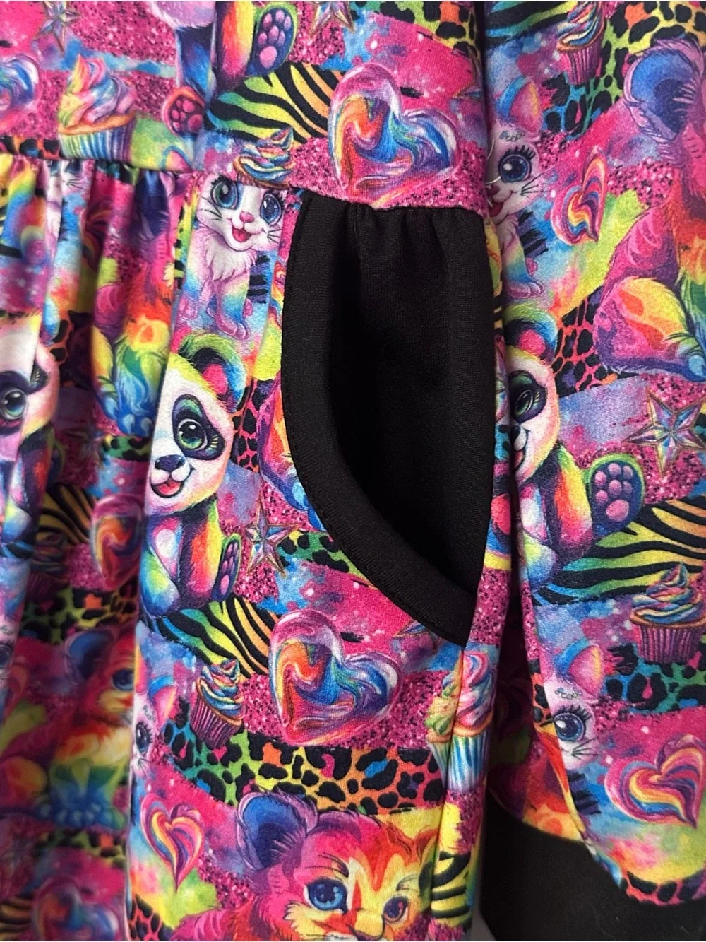 Girls Pete & Lucy Rainbow Animal Print Twirl Dress Long Sleeve Pockets Colorful